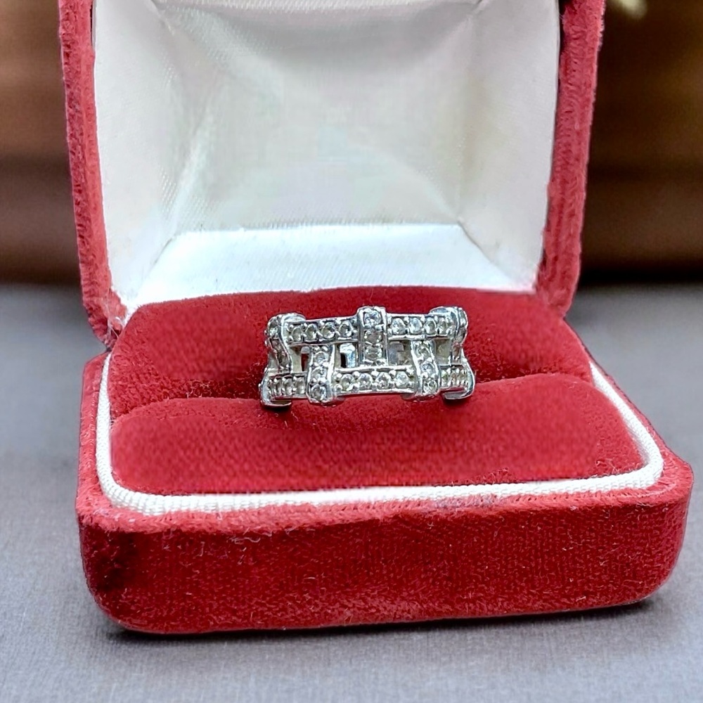 🌺Vintage Sterling CZ Woven Ring